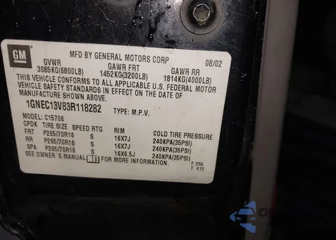 2003 Chevrolet Tahoe Ls z USA, uszkodzony, nr VIN 1GNEC13V83R118282